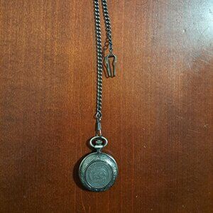 Pocket Watch On Chain USS Constitution Boston Silver Vintage Watch Not Working